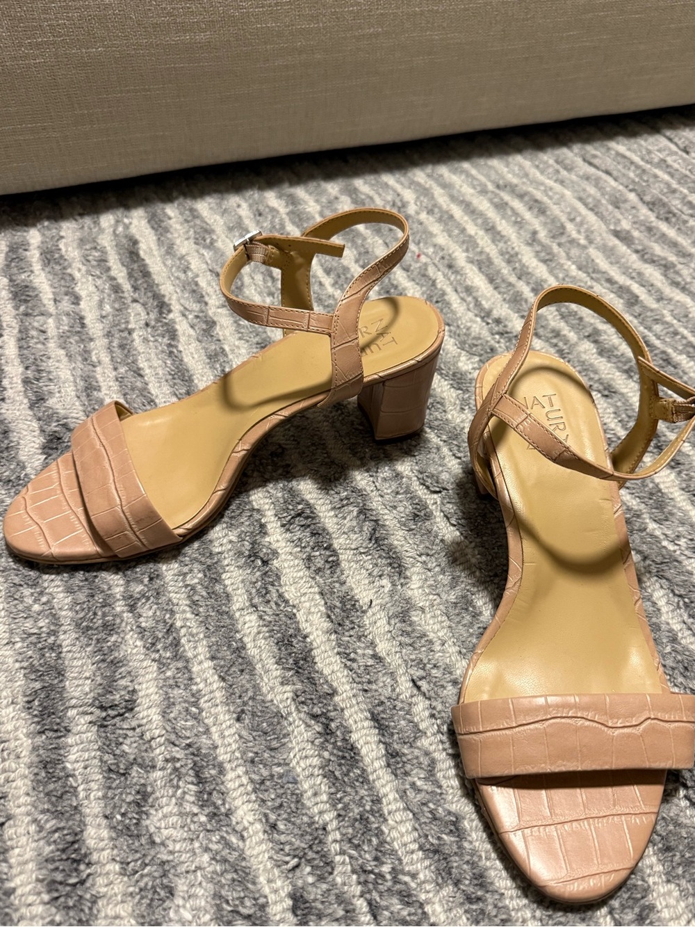 Naturalizer Blush Croc-Embossed Block Heel Sandals